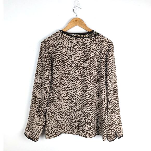 Chico's Animazing Jelica‎ Animal Print Embroidered Sequin Jacket Size 2 | Large - Picture 9 of 11